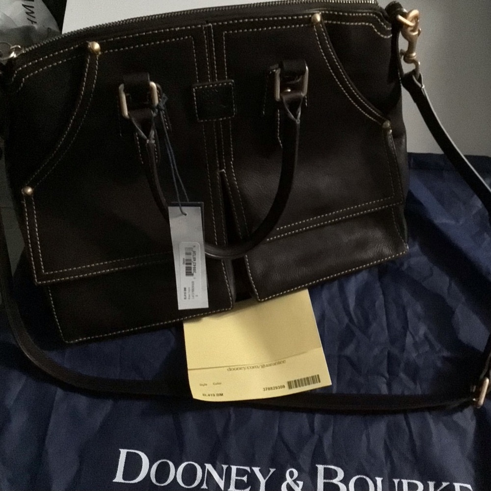 Dooney & Bourke Florentine Clayton brown Leather Tote with Contrast Stitching